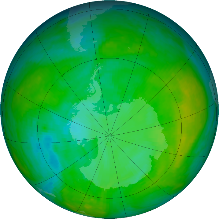 Antarctic ozone map for 11 January 1983